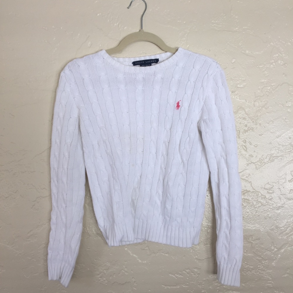 Cute white polo cable knit